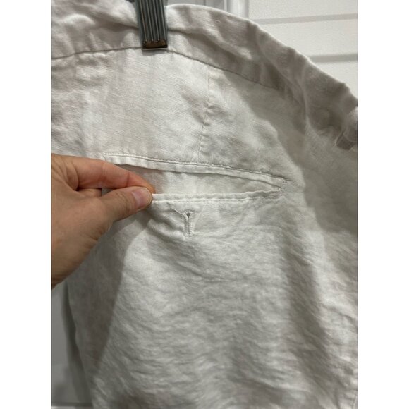 Tasso Elba Linen Chino Shorts White Sz 44 Flat Front Pockets Coastal Minimalist - Picture 5 of 11